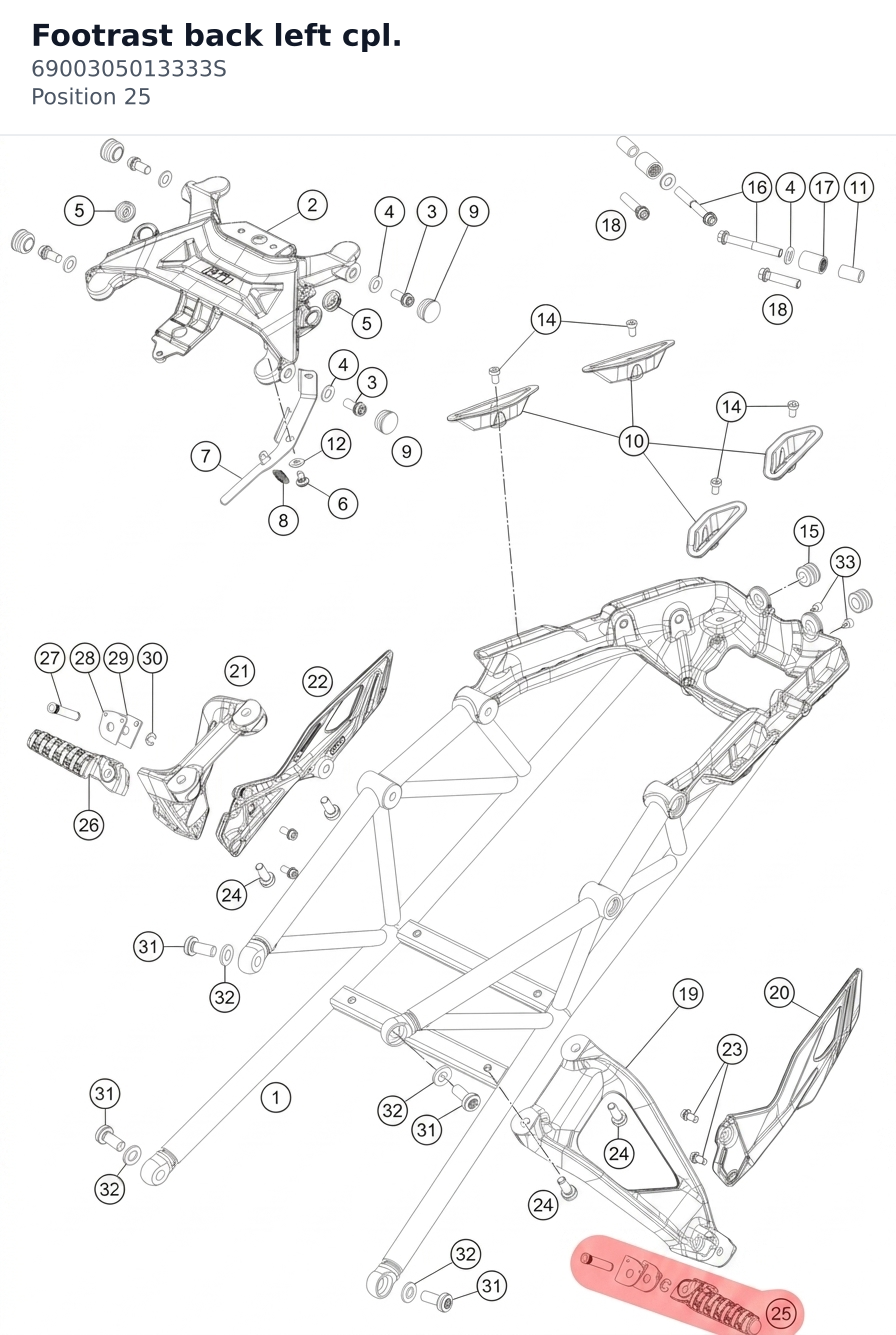 Diagram preview: Footrast back left cpl. (6900305013333S)