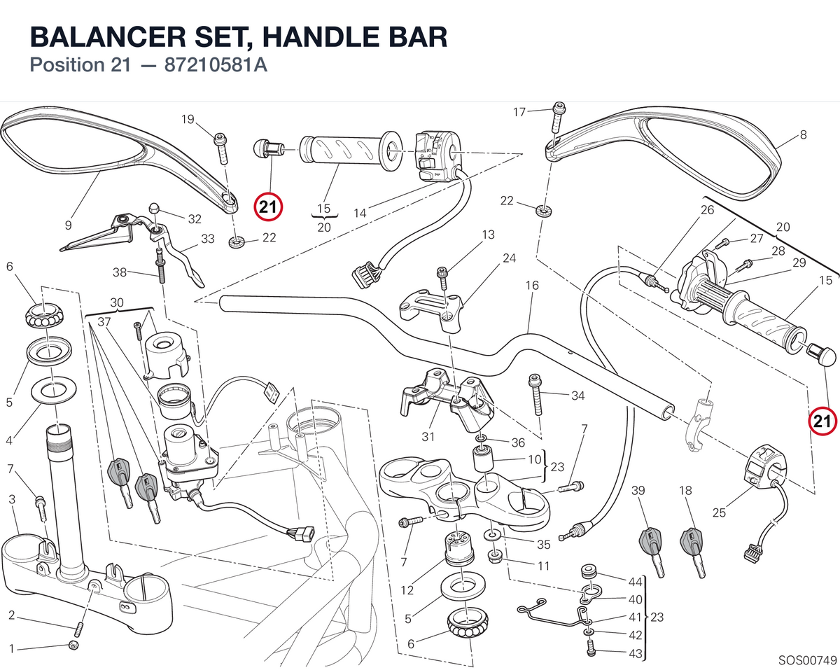 BALANCER SET, HANDLE BAR 87210581A diagram position