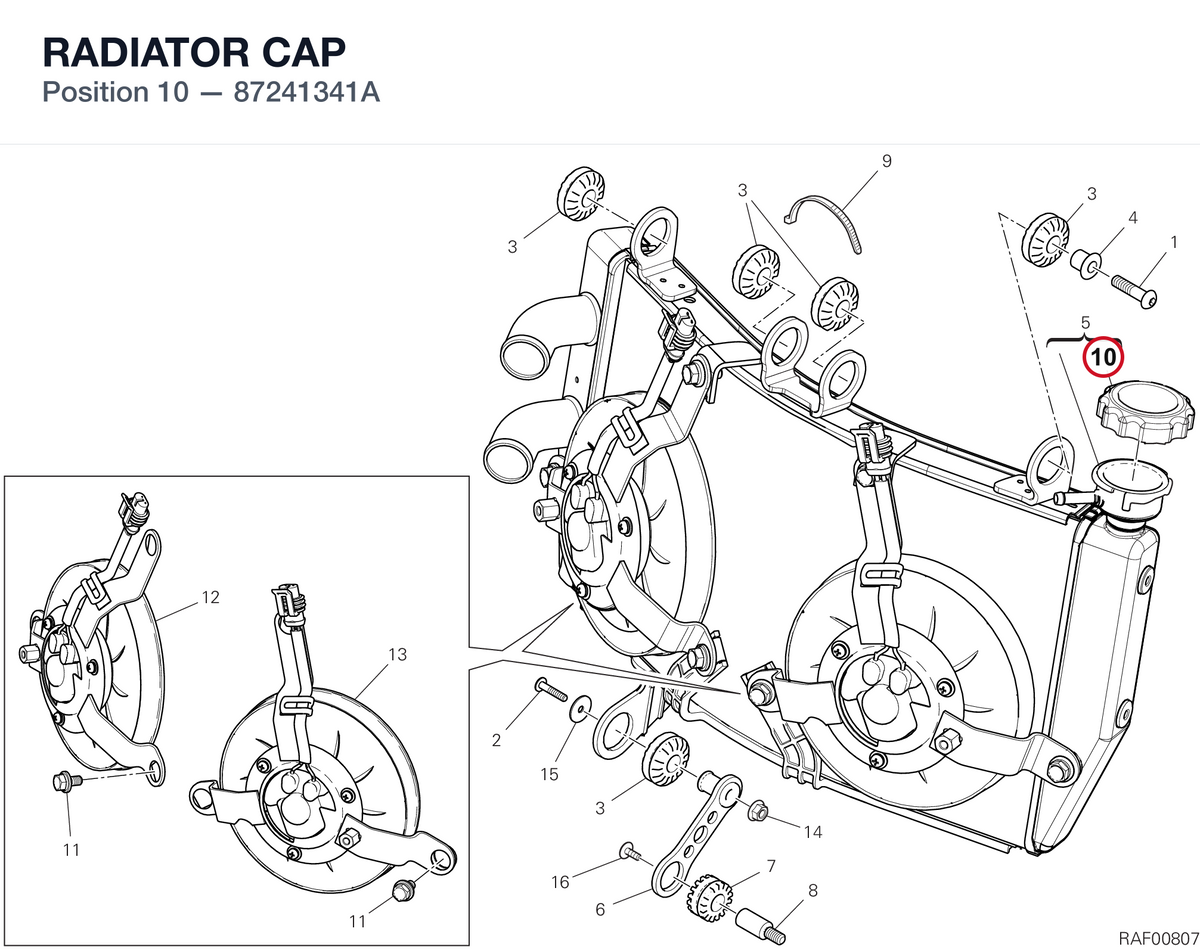 RADIATOR CAP 87241341A diagram position