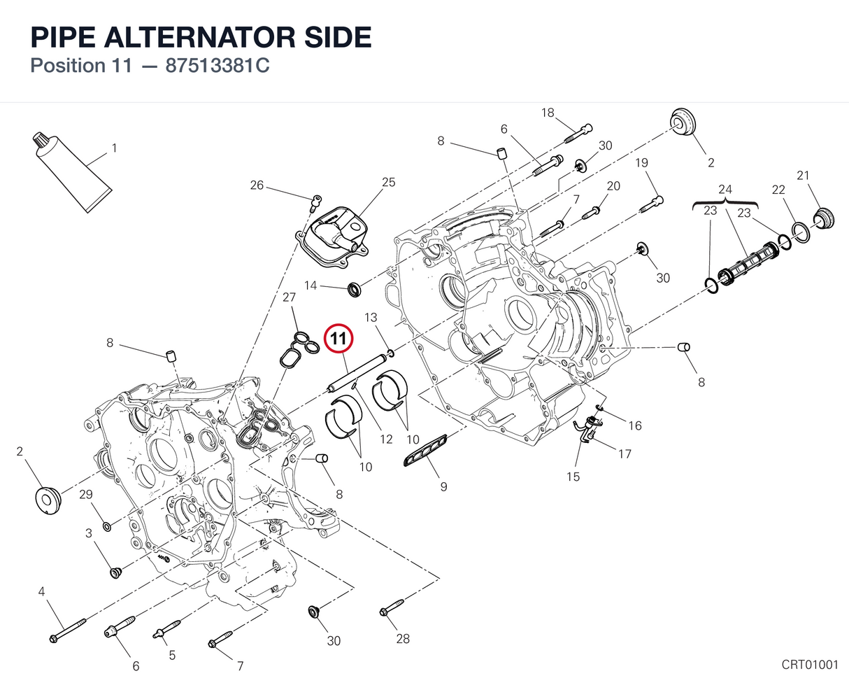 PIPE ALTERNATOR SIDE 87513381C diagram position