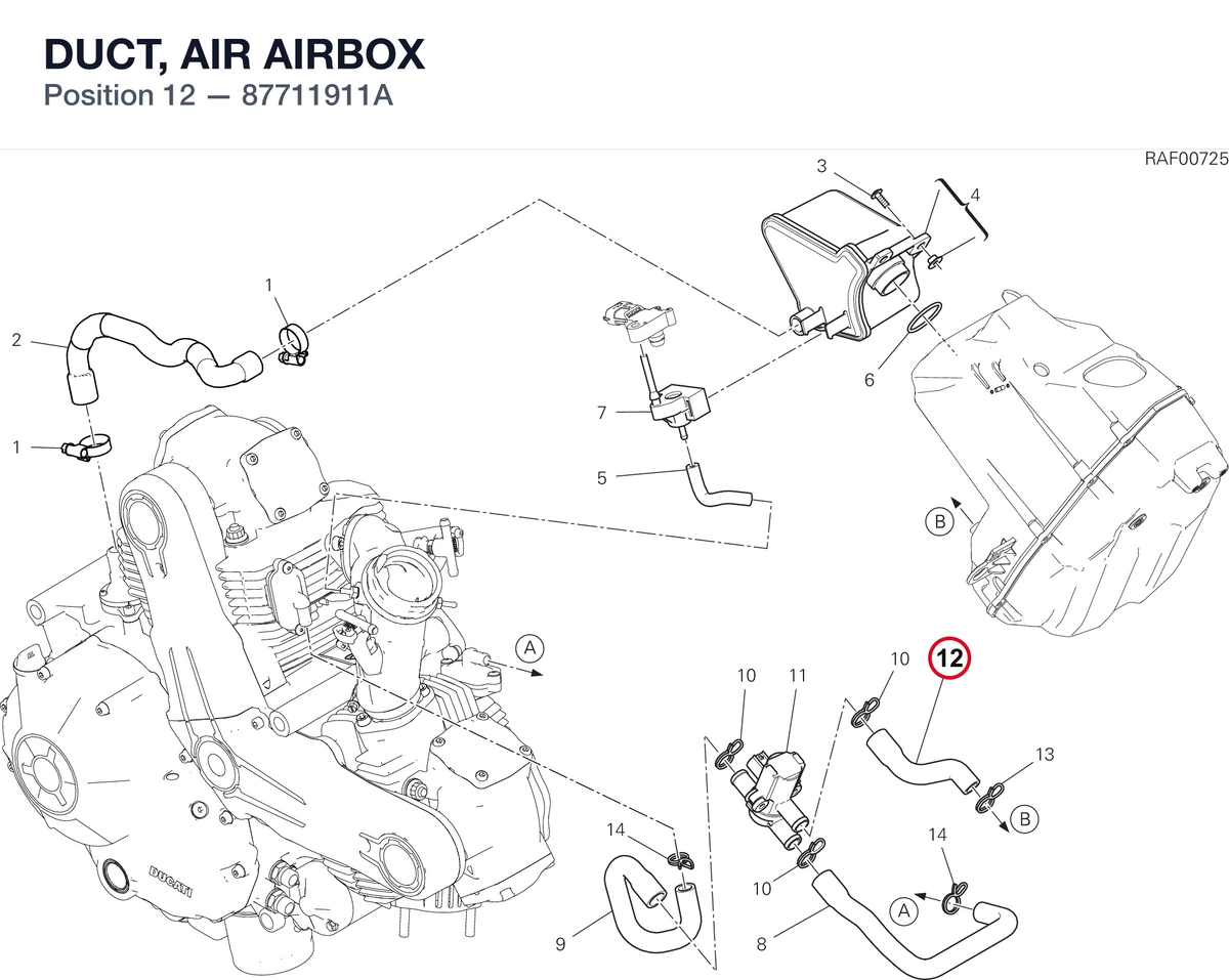 DUCT, AIR AIRBOX 87711911A diagram position