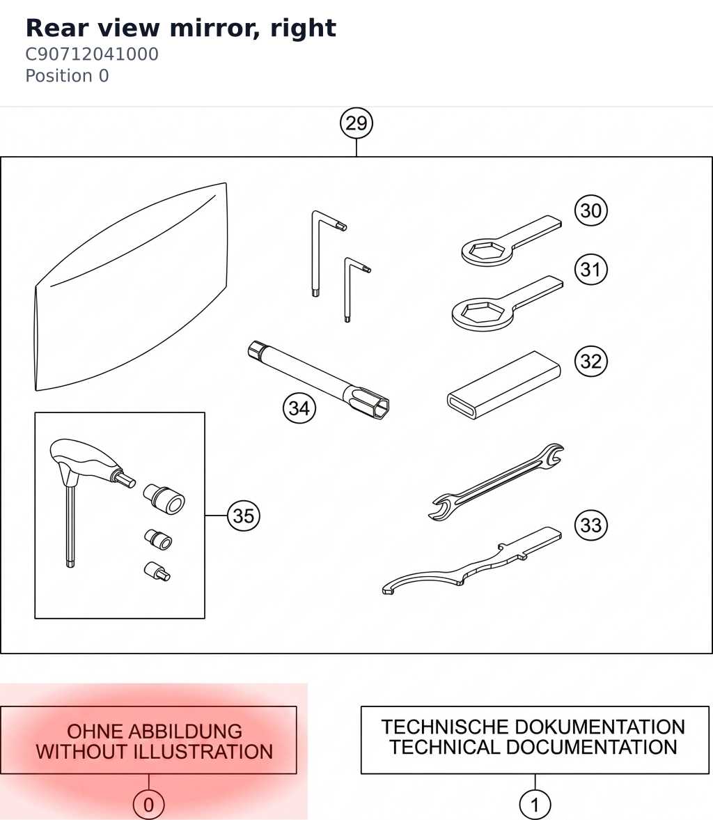 Diagram preview: Rear view mirror, right (C90712041000)