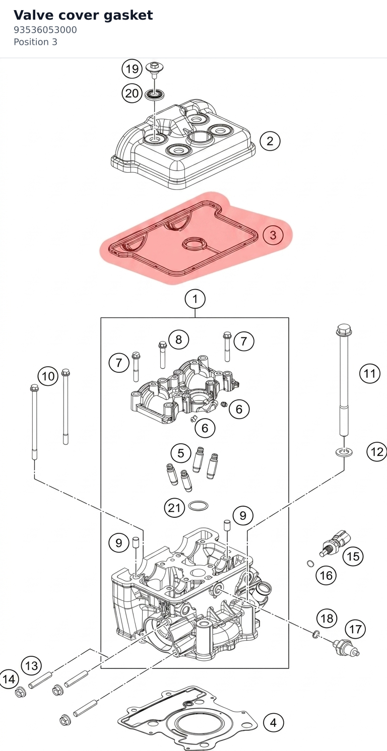 Diagram preview: Valve cover gasket (93536053000)