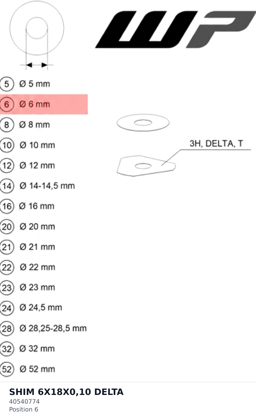 Diagram preview: SHIM 6X18X0,10 DELTA (40540774)