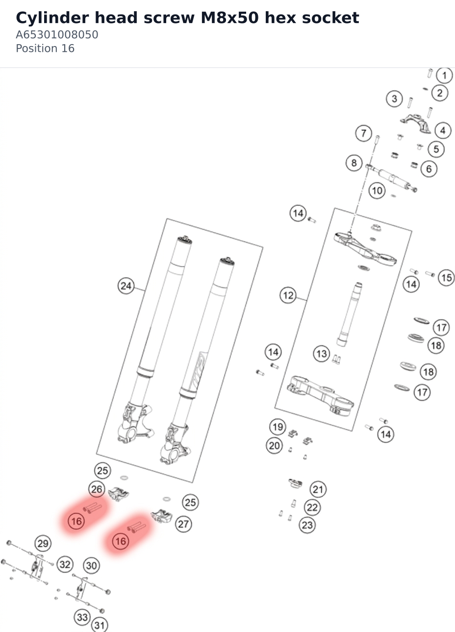 Diagram preview: Cylinder head screw M8x50 hex socket (A65301008050)