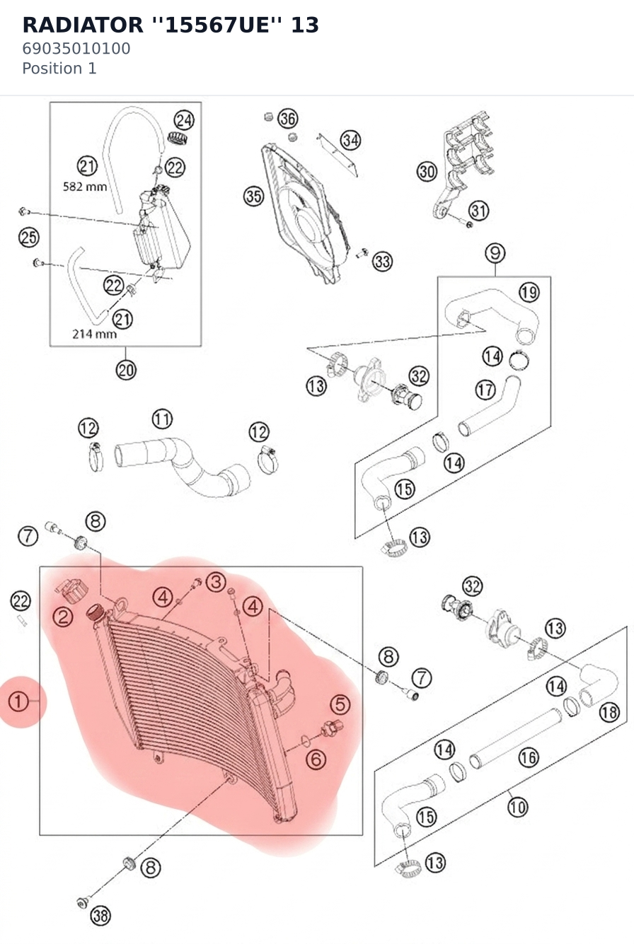 Diagram preview: RADIATOR ''15567UE'' 13 (69035010100)