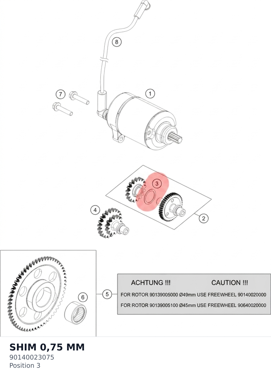 Diagram preview: SHIM 0,75 MM (90140023075)
