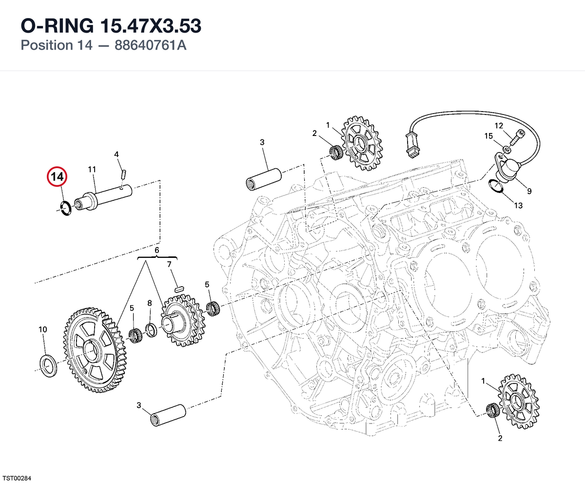 O-RING 15.47X3.53 88640761A diagram position