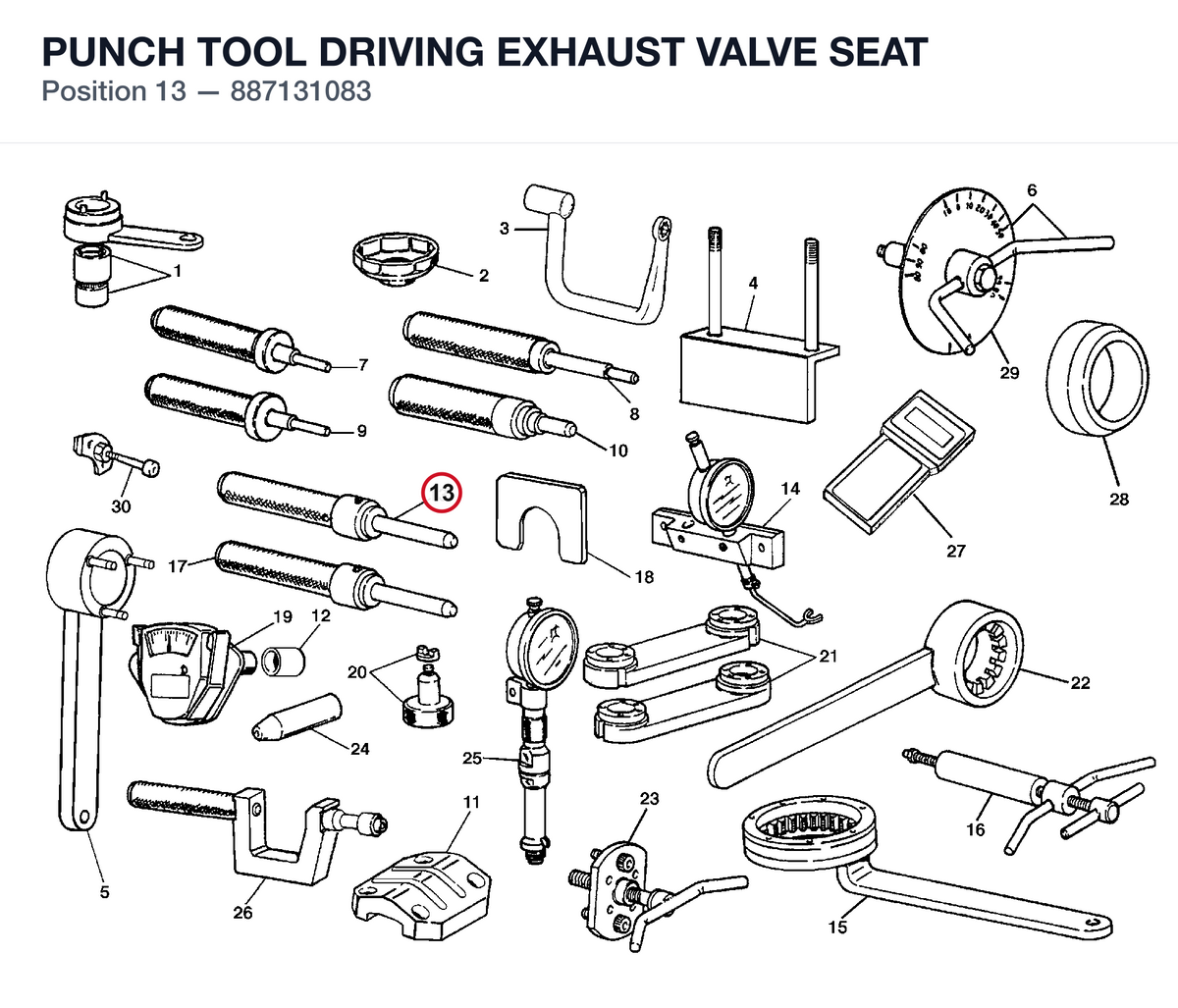 PUNCH TOOL DRIVING EXHAUST VALVE SEAT