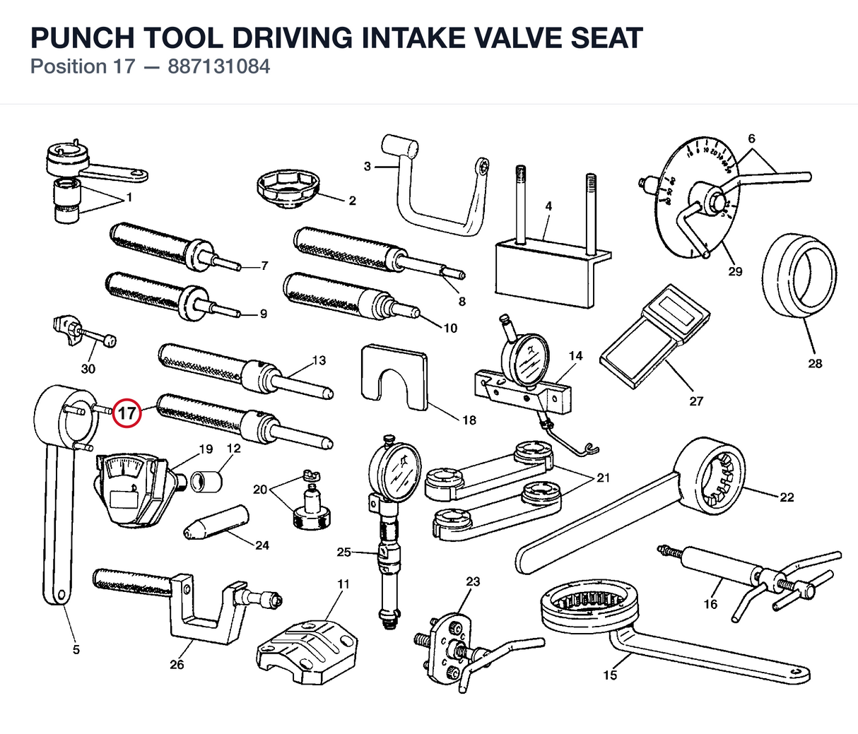 PUNCH TOOL DRIVING INTAKE VALVE SEAT