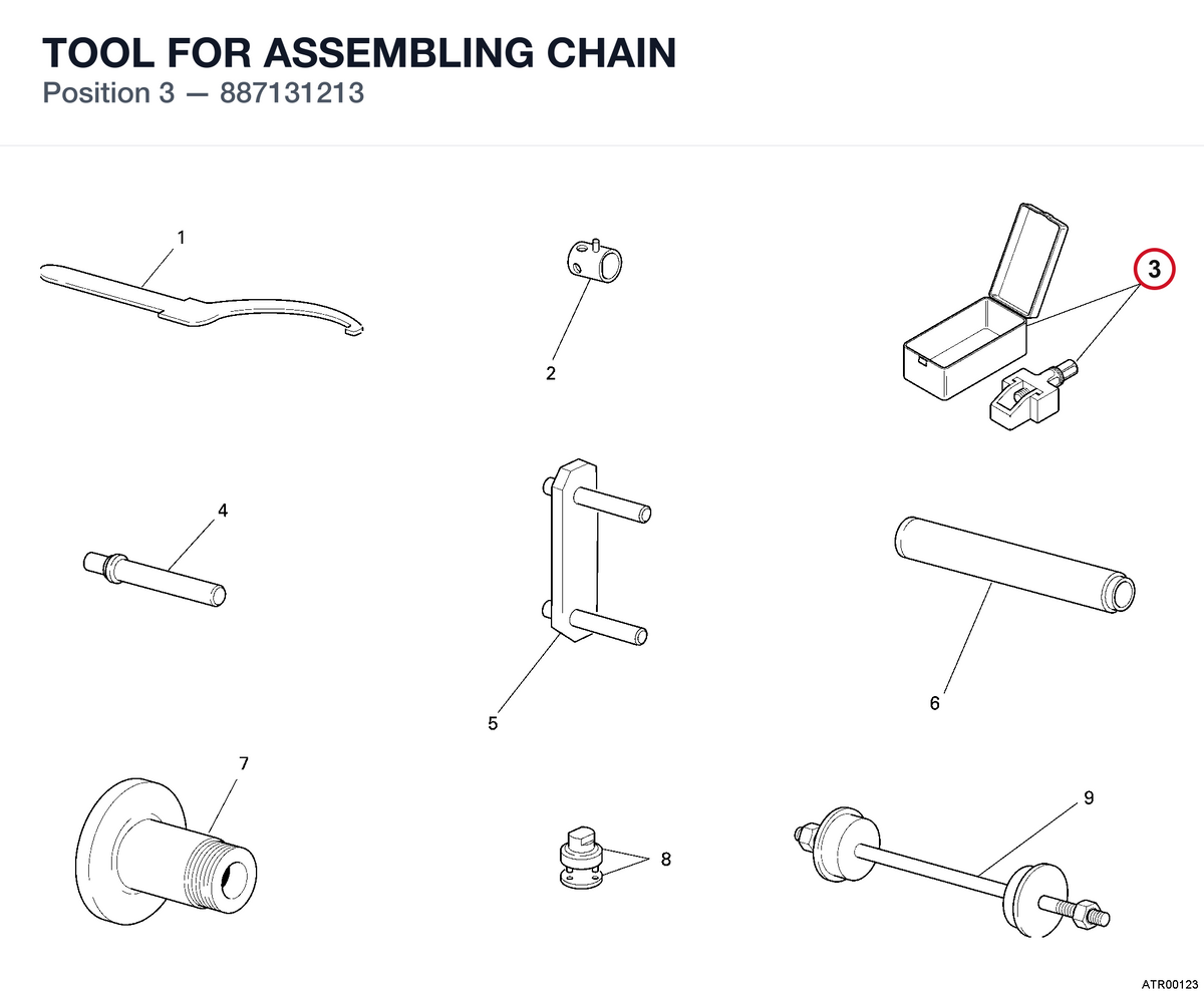 TOOL FOR ASSEMBLING CHAIN