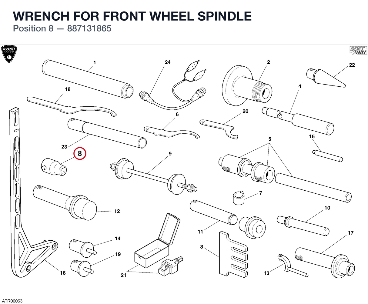 WRENCH FOR FRONT WHEEL SPINDLE
