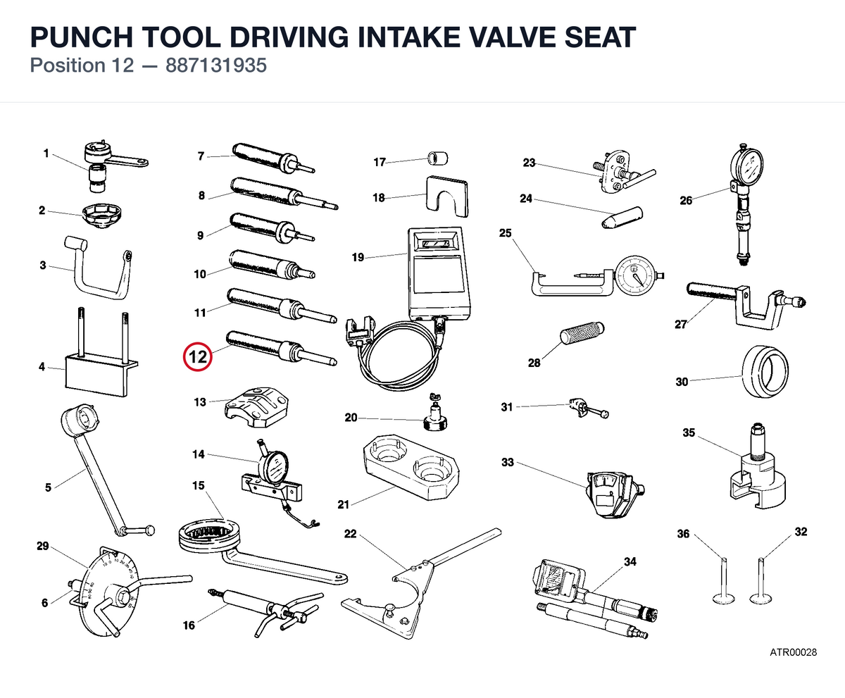 PUNCH TOOL DRIVING INTAKE VALVE SEAT