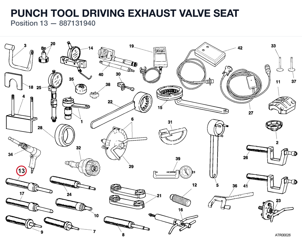 PUNCH TOOL DRIVING EXHAUST VALVE SEAT