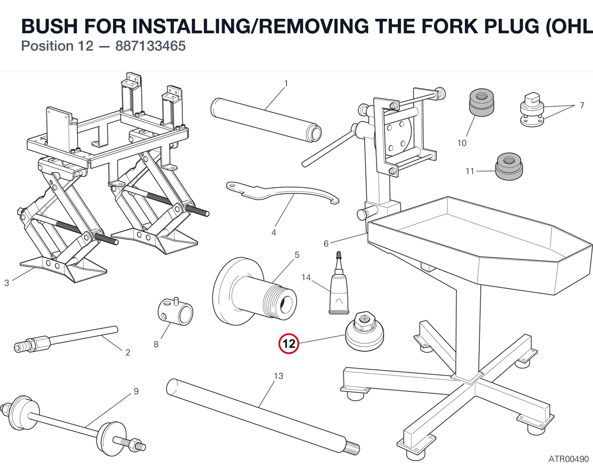 BUSH FOR INSTALLING/REMOVING THE FORK PLUG (OHLINS) 887133465 diagram position
