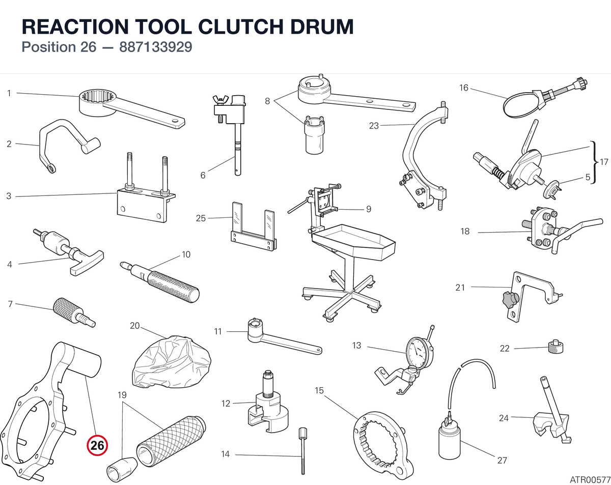 REACTION TOOL CLUTCH DRUM 887133929 diagram position