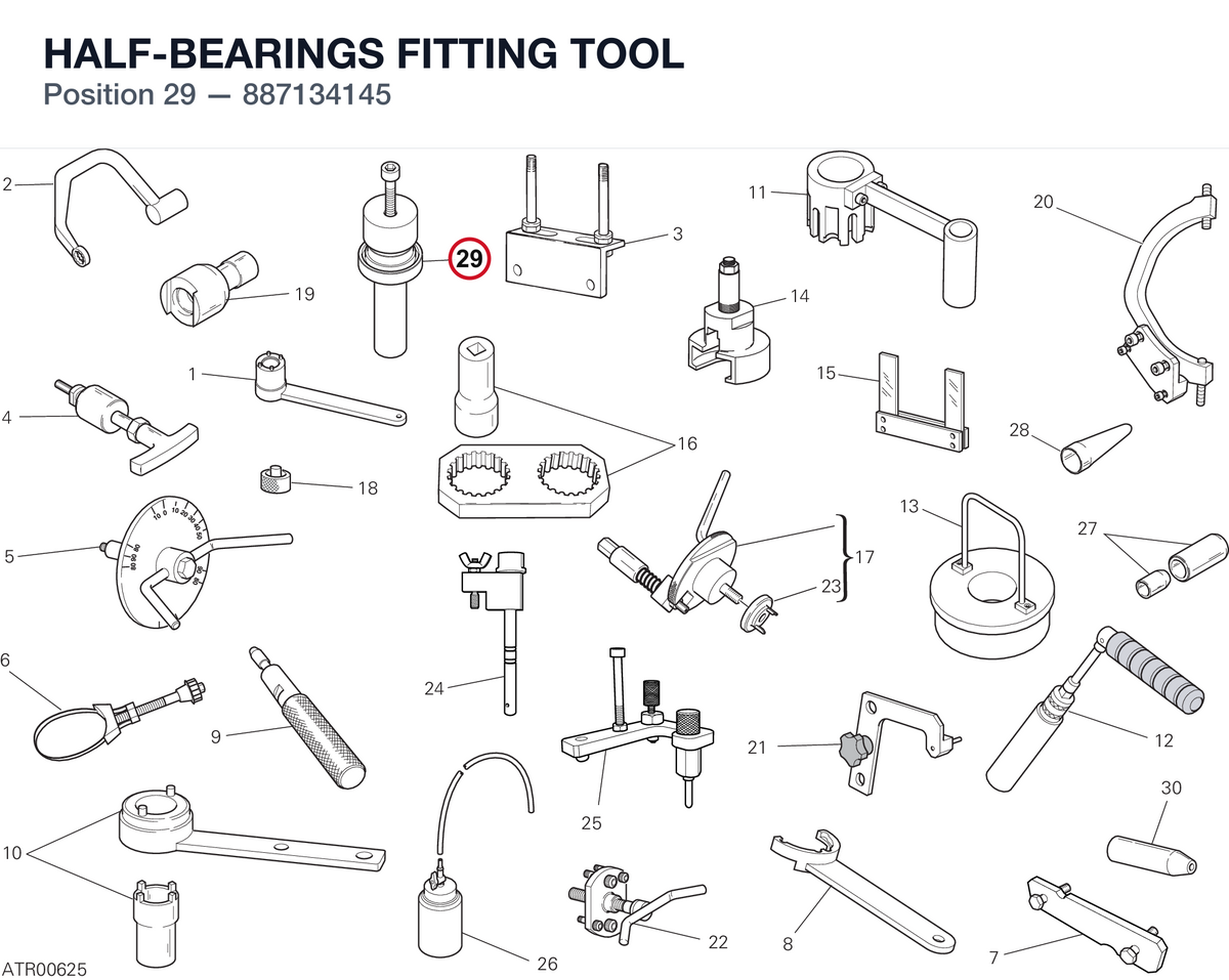 HALF-BEARINGS FITTING TOOL 887134145 diagram position