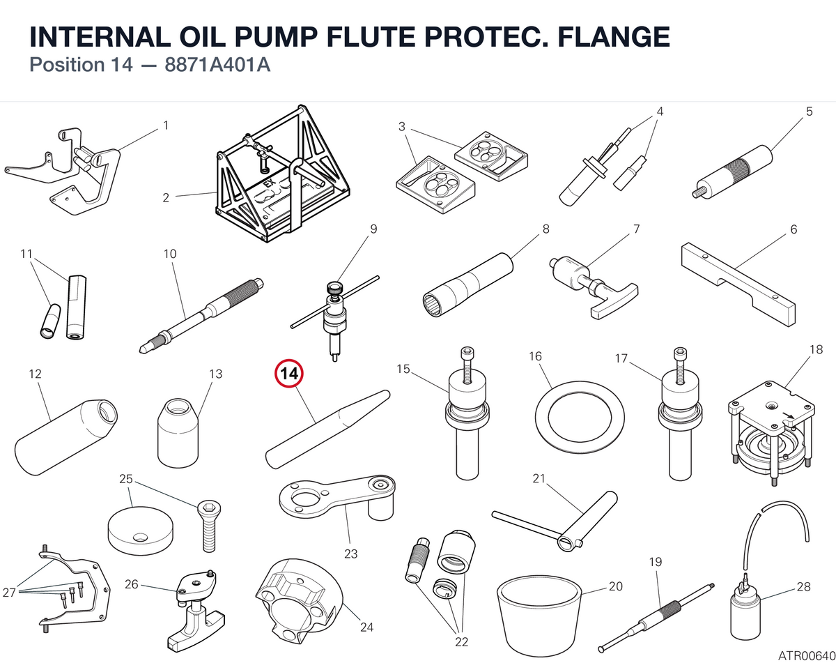 INTERNAL OIL PUMP FLUTE PROTEC. FLANGE 8871A401A diagram position