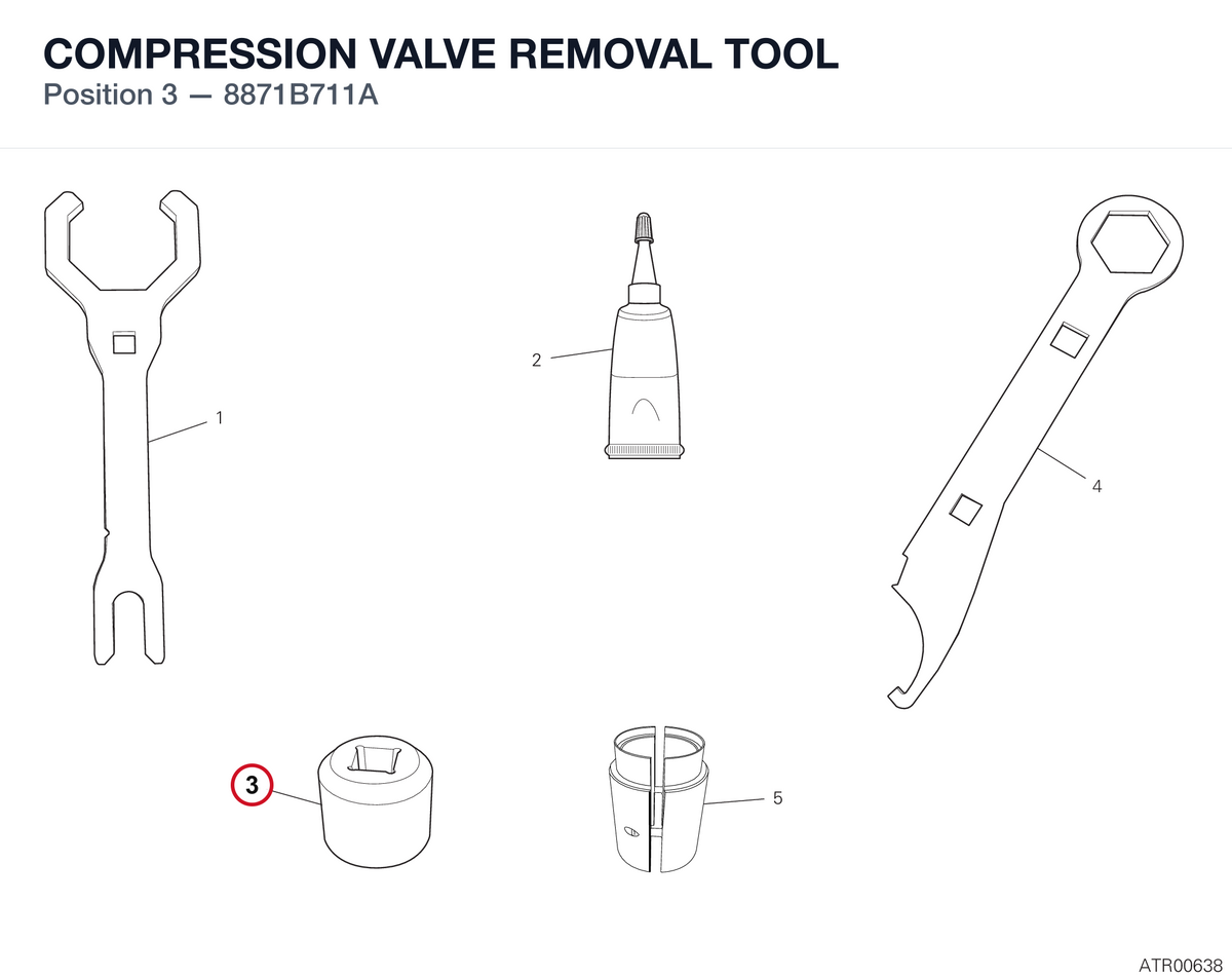 COMPRESSION VALVE REMOVAL TOOL 8871B711A diagram position