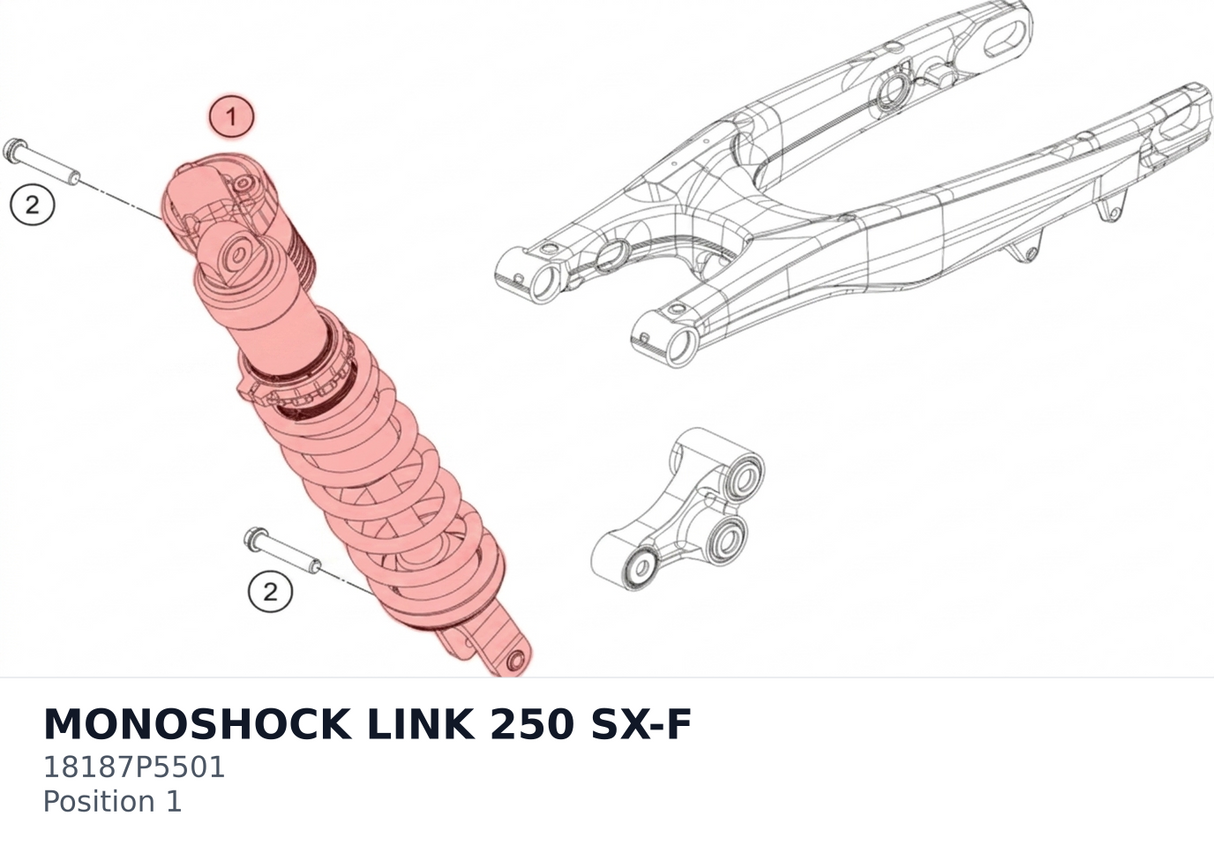 Diagram preview: MONOSHOCK LINK 250 SX-F (18187P5501)