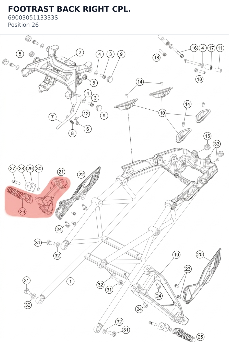 Diagram preview: FOOTRAST BACK RIGHT CPL. (6900305113333S)