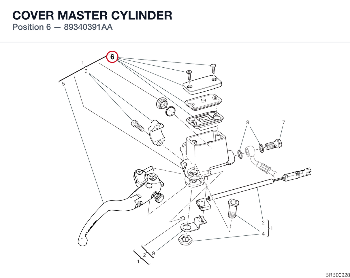 COVER MASTER CYLINDER 89340391AA diagram position