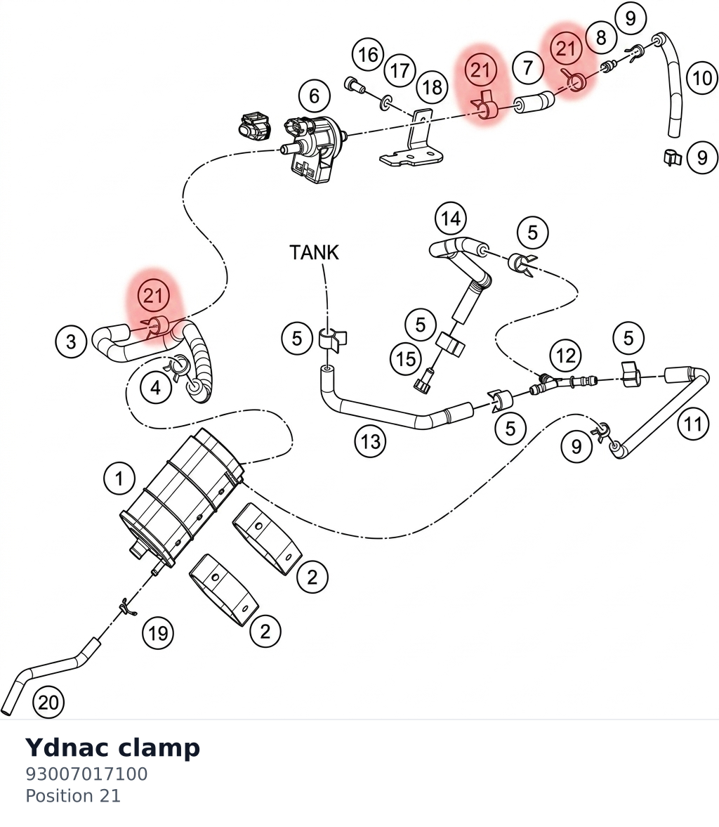 Diagram preview: Ydnac clamp (93007017100)