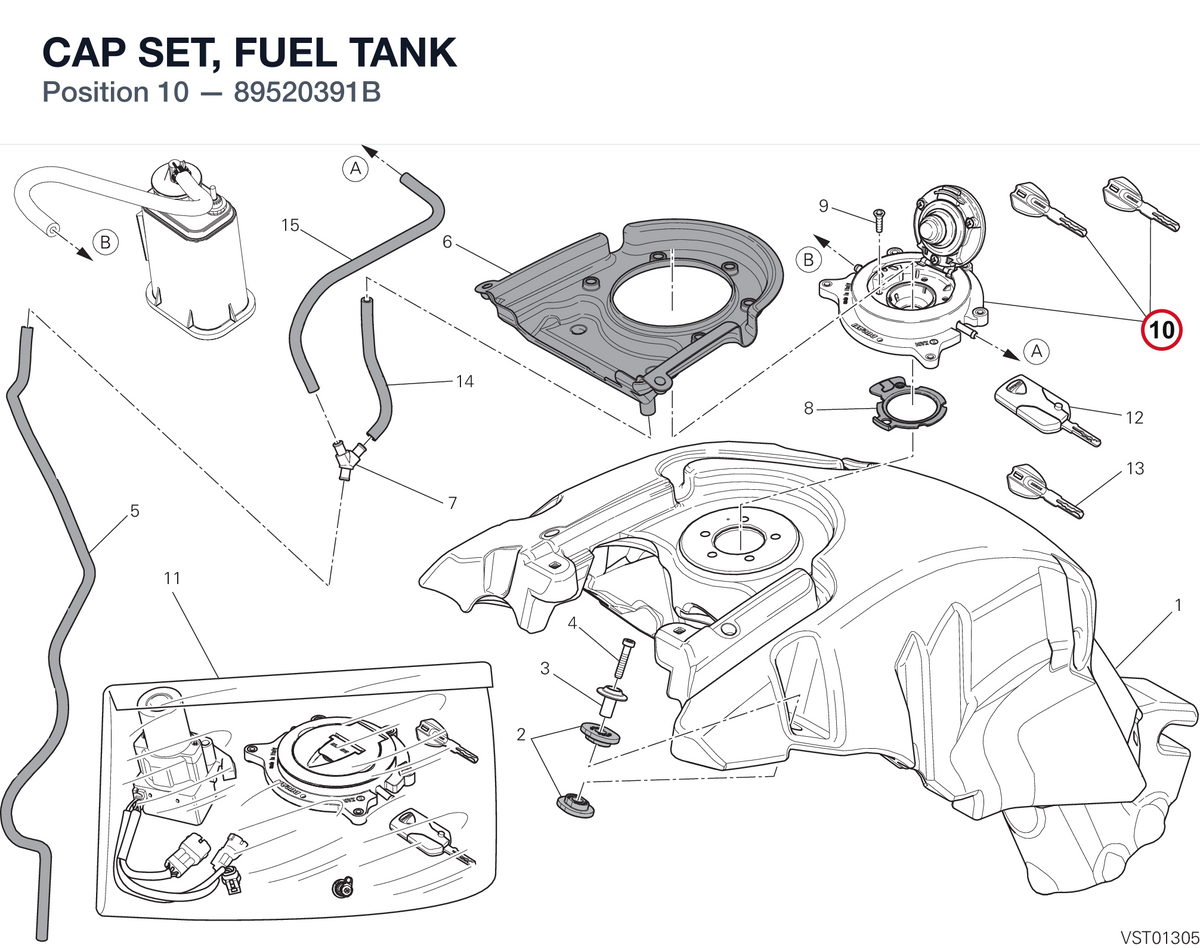 CAP SET, FUEL TANK 89520391B diagram position