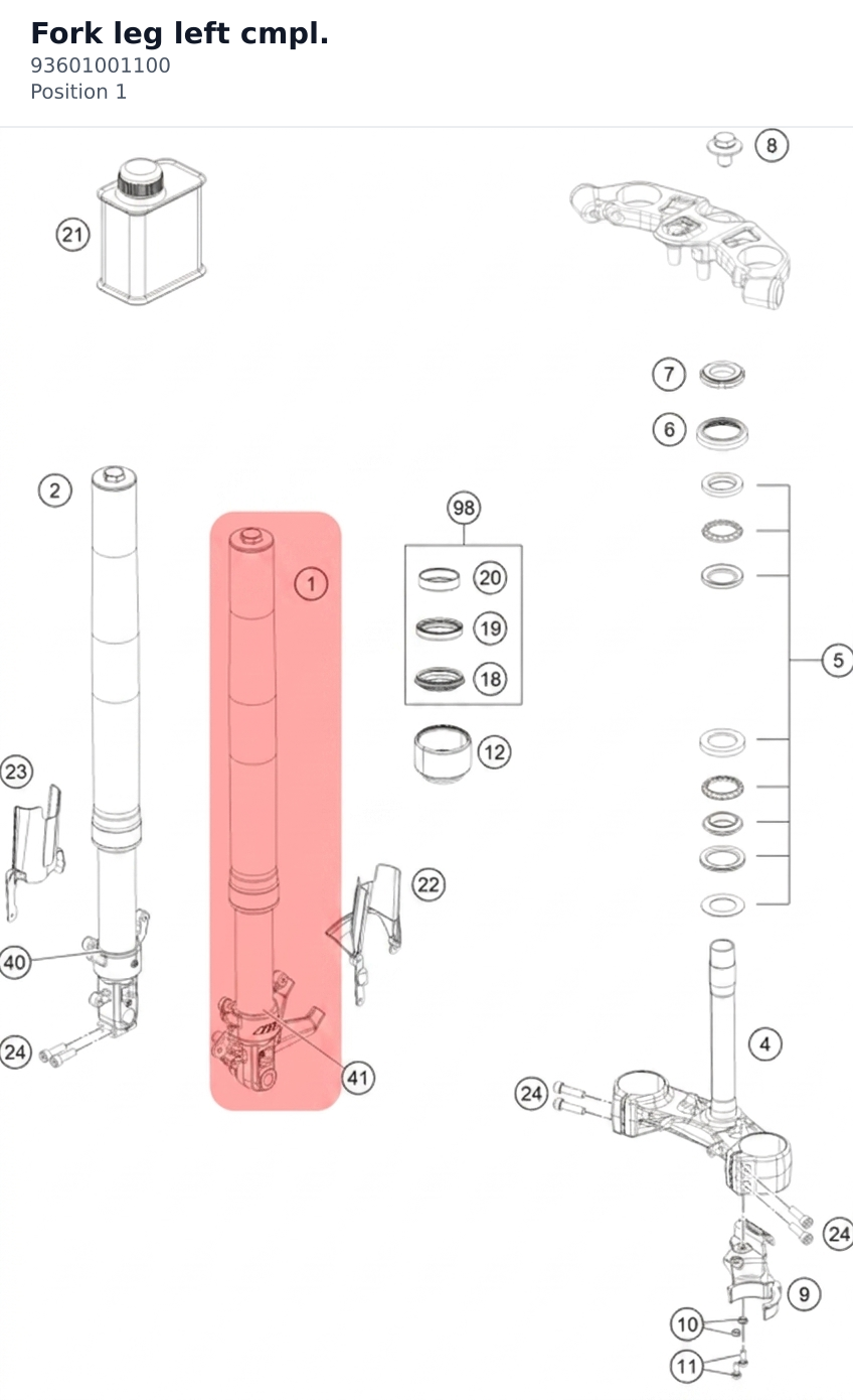 Diagram preview: Fork leg left cmpl. (93601001100)