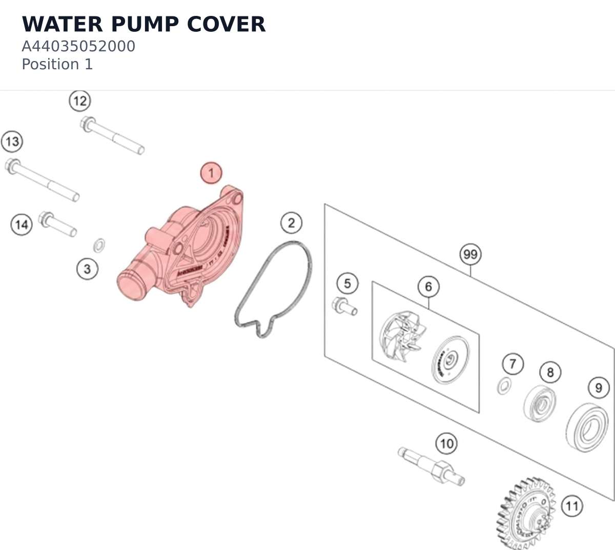 Diagram preview: WATER PUMP COVER (A44035052000)