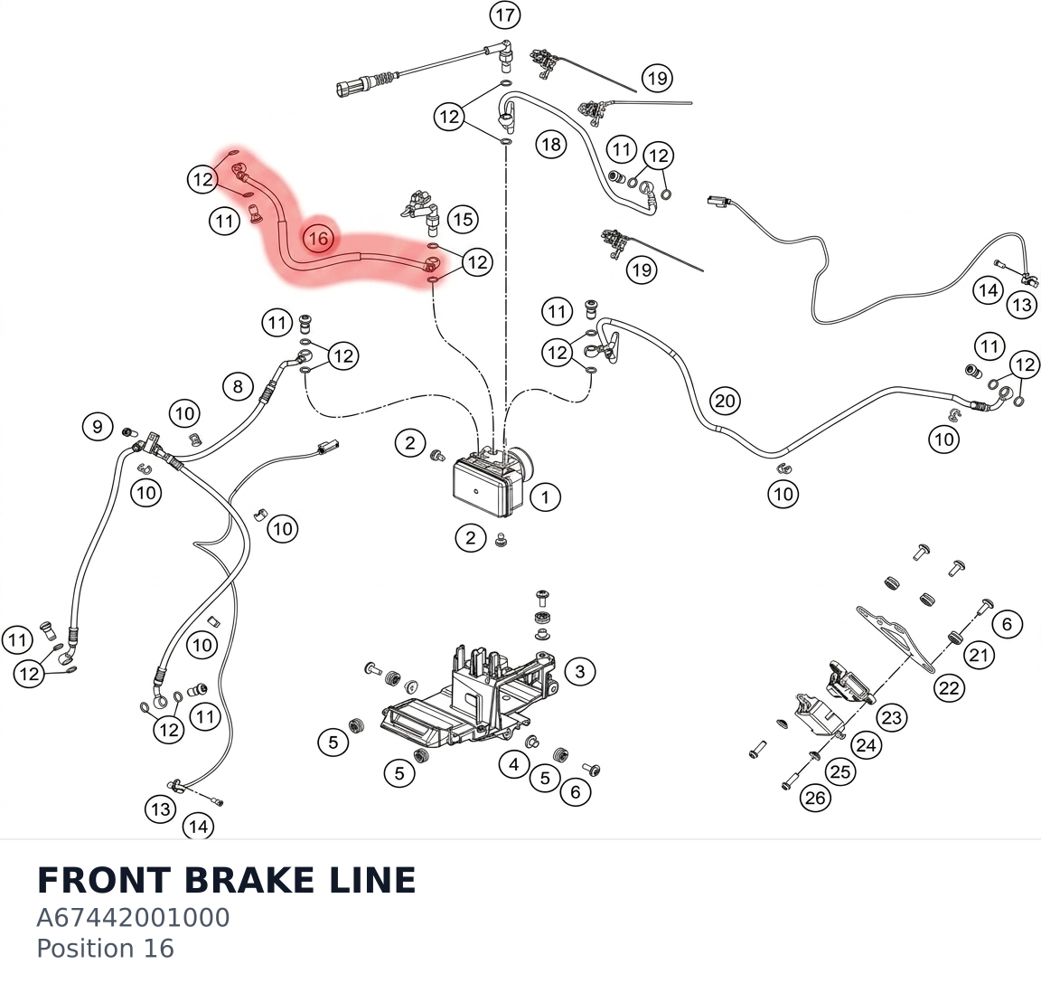 Diagram preview: FRONT BRAKE LINE (A67442001000)