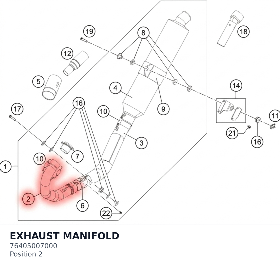 Diagram preview: EXHAUST MANIFOLD (76405007000)
