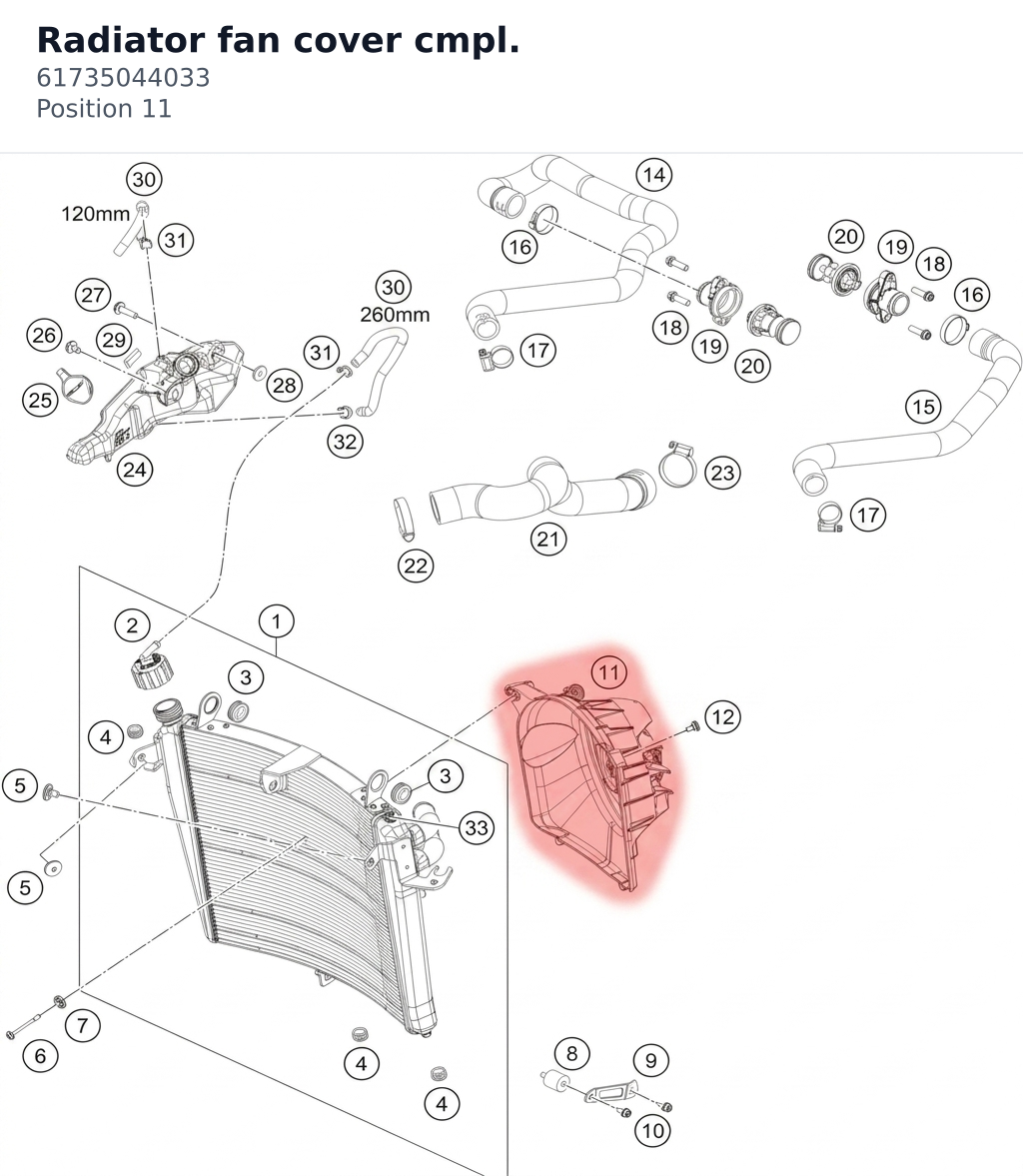 Diagram preview: Radiator fan cover cmpl. (61735044033)