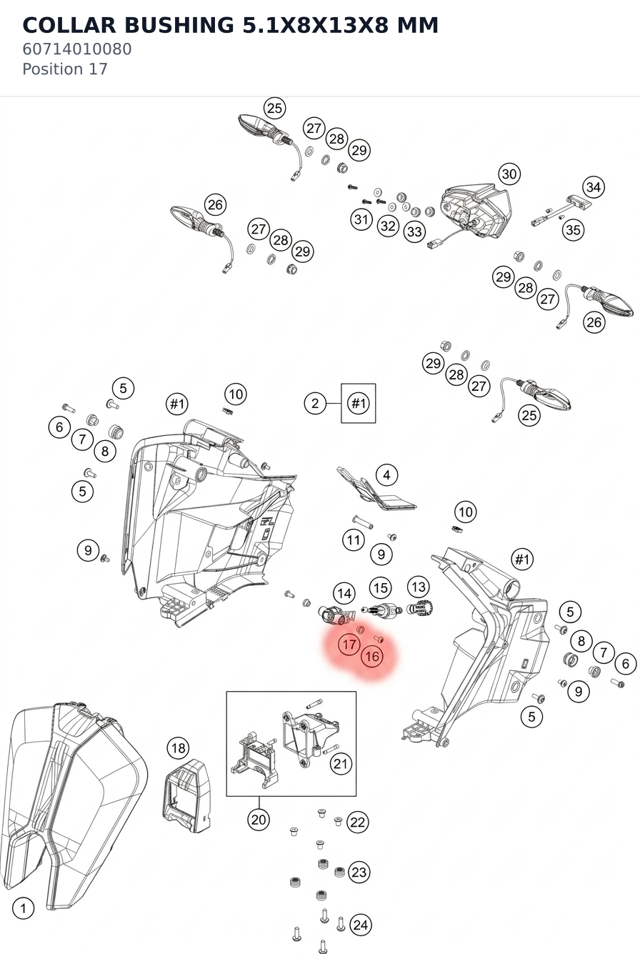 Diagram preview: COLLAR BUSHING 5.1X8X13X8 MM (60714010080)