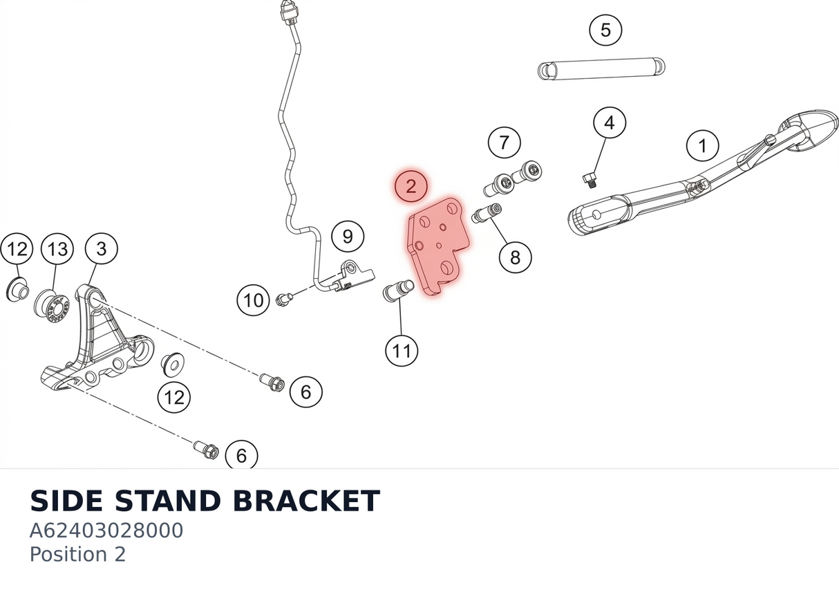Diagram preview: SIDE STAND BRACKET (A62403028000)