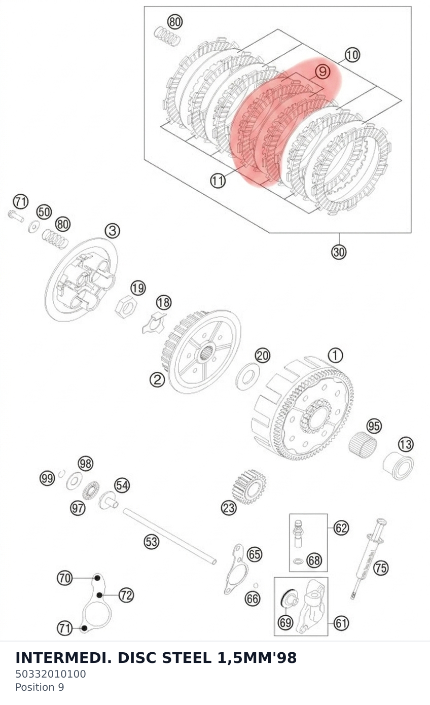 Diagram preview: INTERMEDI. DISC STEEL 1,5MM'98 (50332010100)