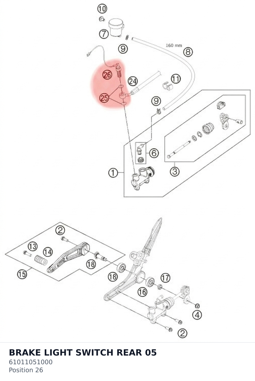 Diagram preview: BRAKE LIGHT SWITCH REAR 05 (61011051000)