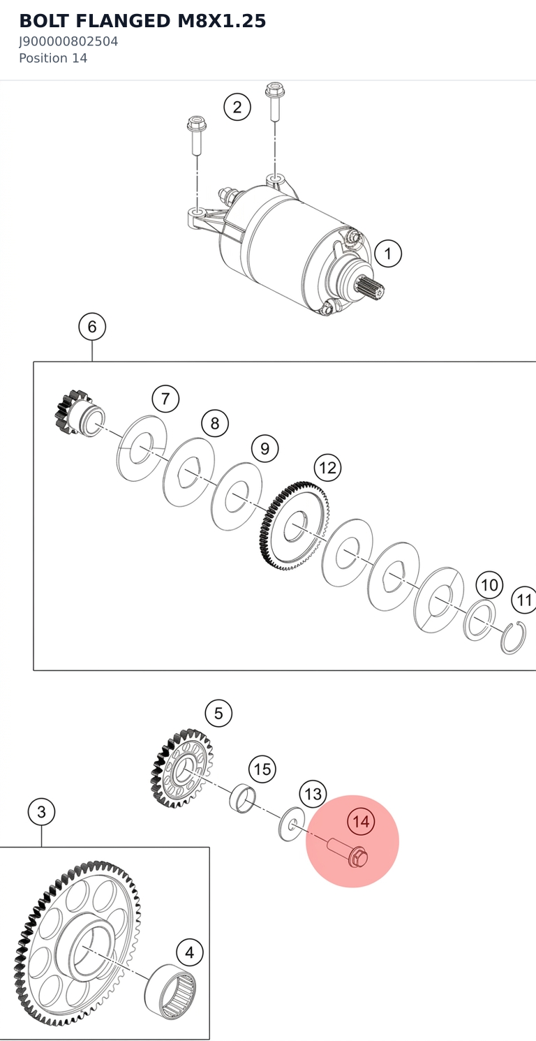 Diagram preview: BOLT FLANGED M8X1.25 (J900000802504)