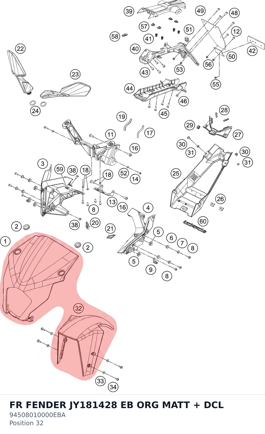 Diagram preview: FR FENDER JY181428 EB ORG MATT + DCL (94508010000EBA)