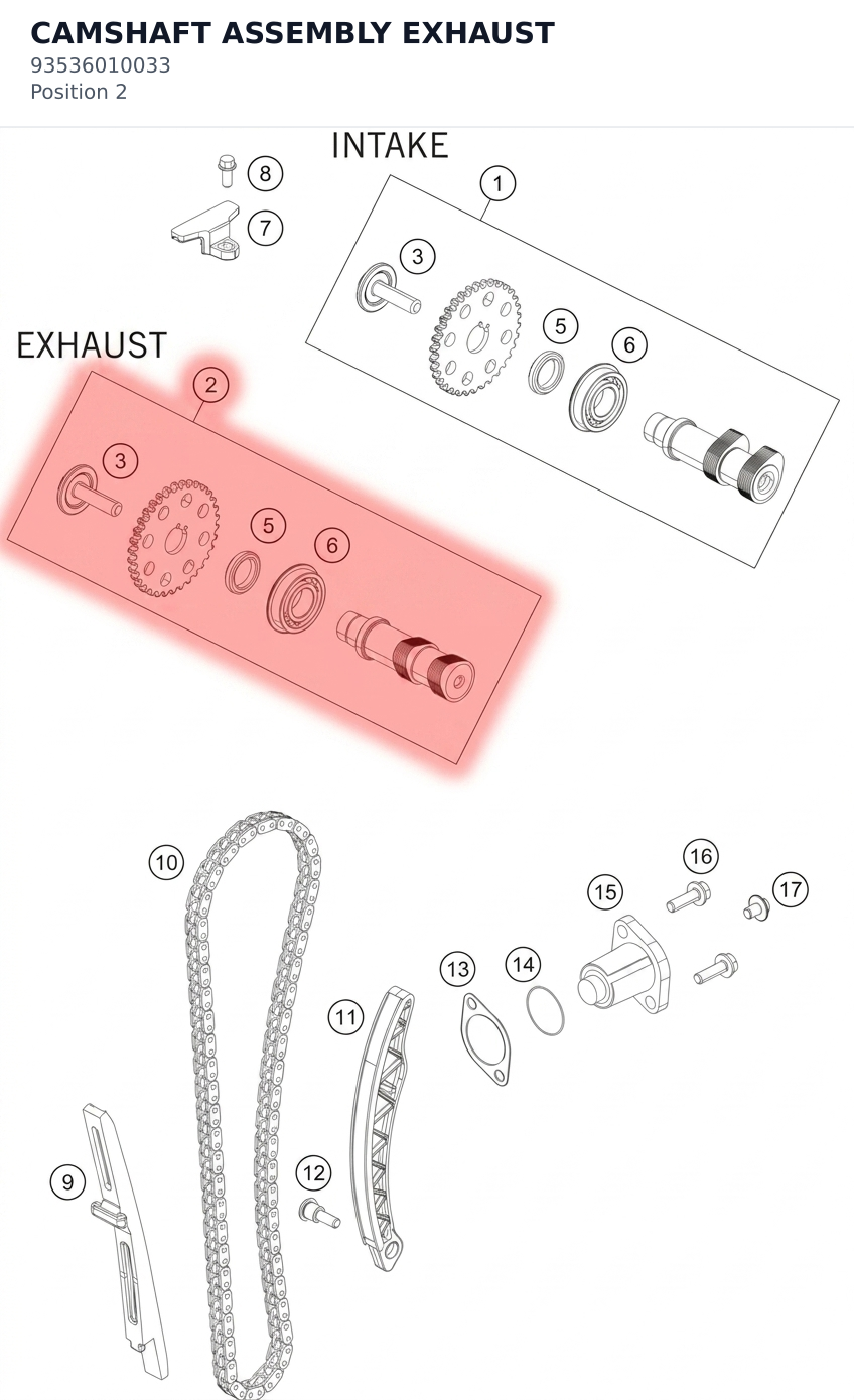Diagram preview: CAMSHAFT ASSEMBLY EXHAUST (93536010033)