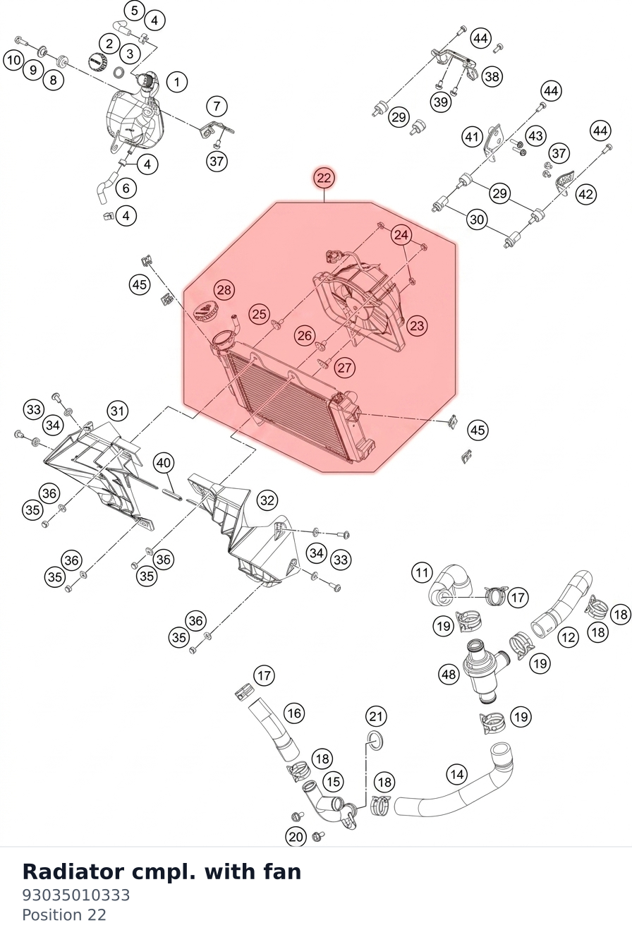 Diagram preview: Radiator cmpl. with fan (93035010333)