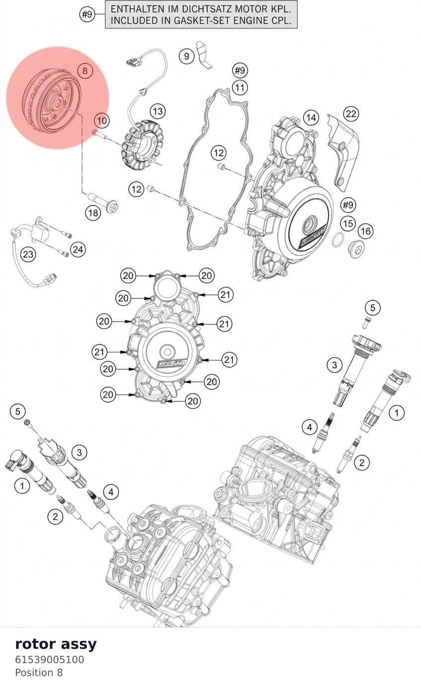 Diagram preview: rotor assy (61539005100)