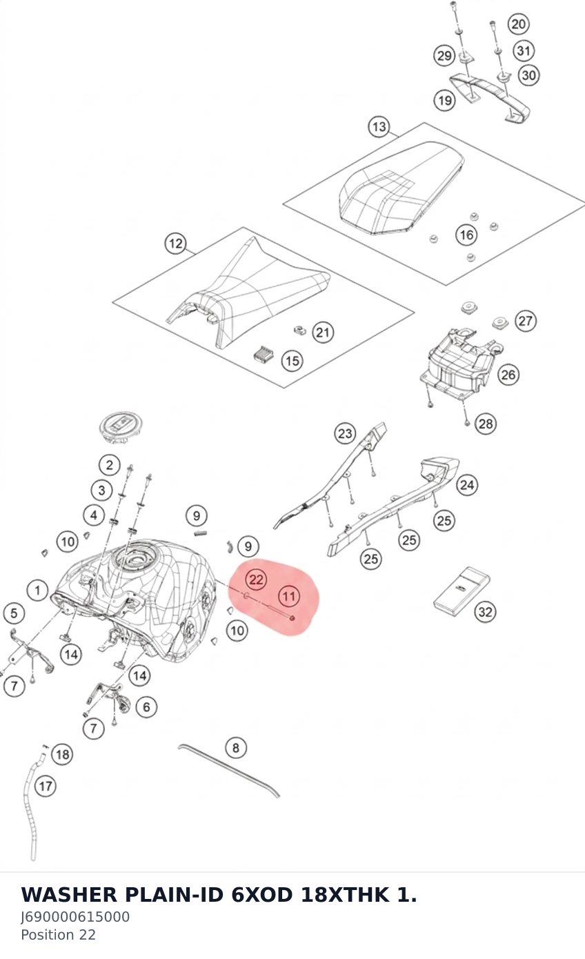 Diagram preview: WASHER PLAIN-ID 6XOD 18XTHK 1. (J690000615000)