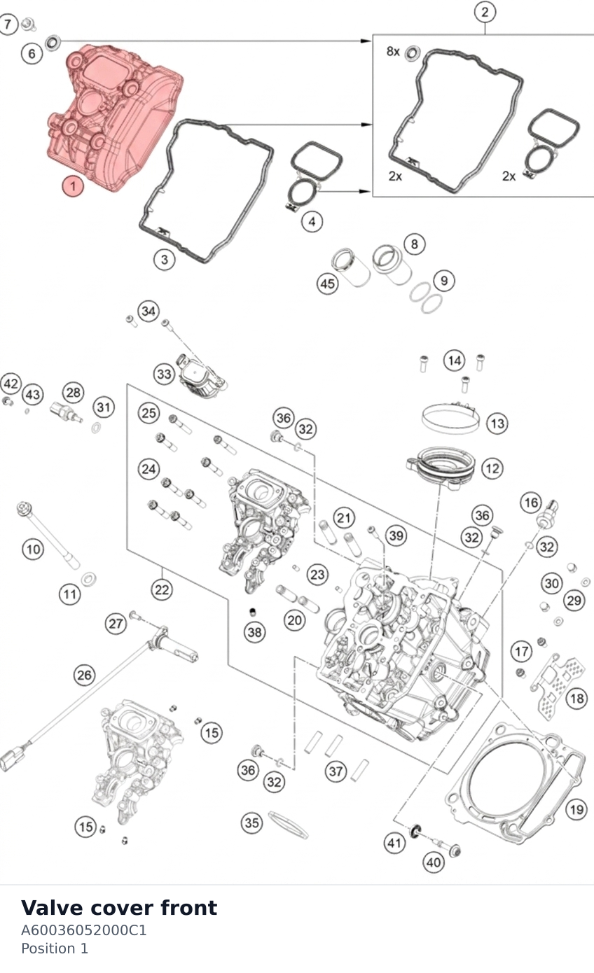 Diagram preview: Valve cover front (A60036052000C1)