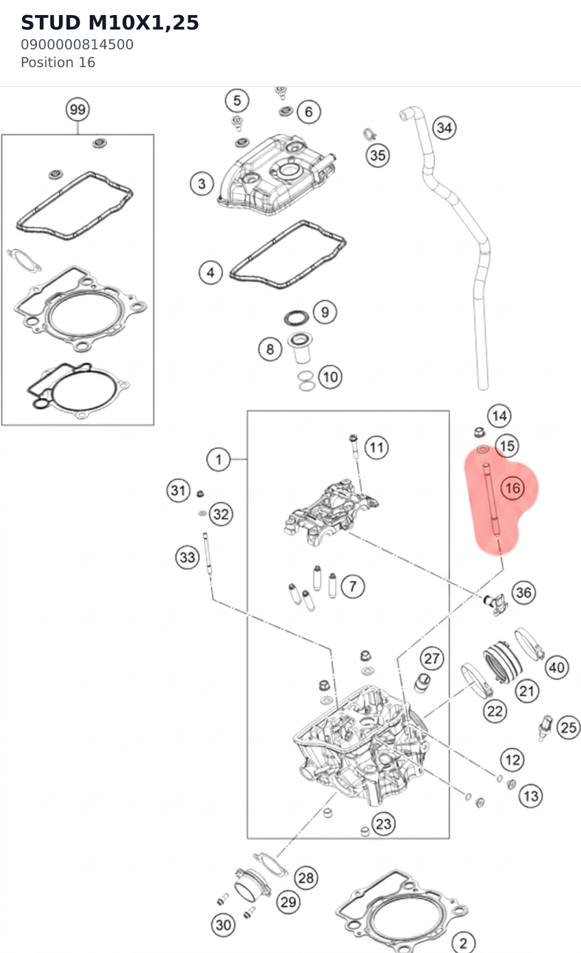 Diagram preview: STUD M10X1,25 (0900000814500)