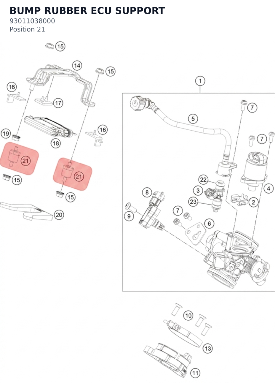 Diagram preview: BUMP RUBBER ECU SUPPORT (93011038000)