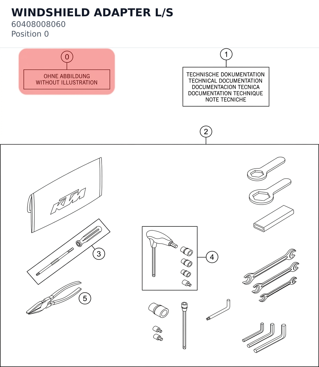 Diagram preview: WINDSHIELD ADAPTER L/S (60408008060)