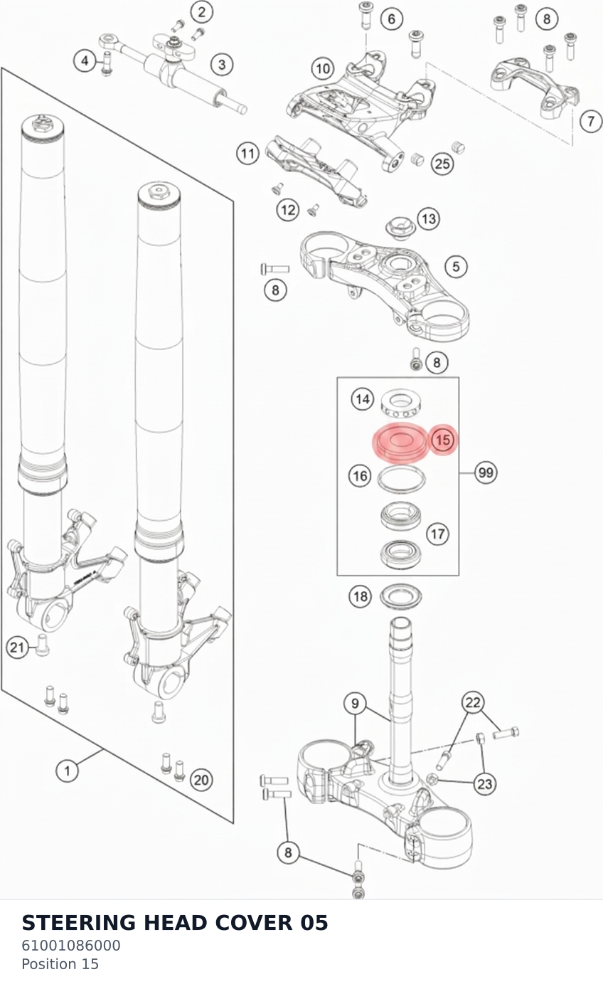 Diagram preview: STEERING HEAD COVER 05 (61001086000)