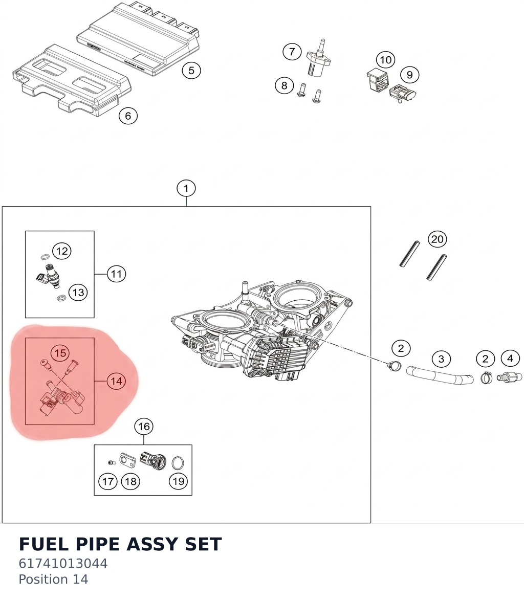 Diagram preview: FUEL PIPE ASSY SET (61741013044)