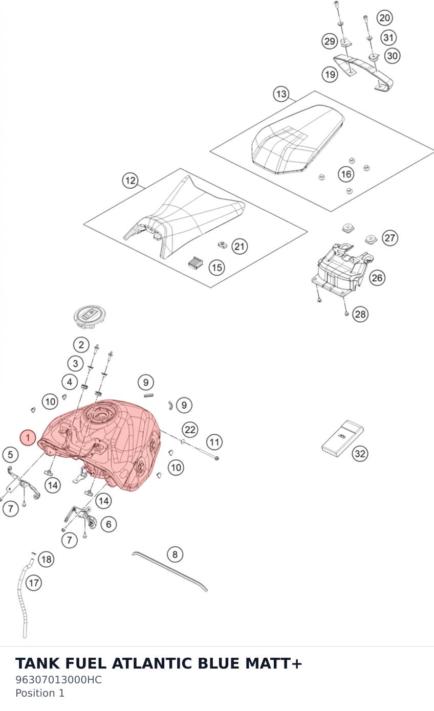 Diagram preview: TANK FUEL ATLANTIC BLUE MATT+ (96307013000HC)